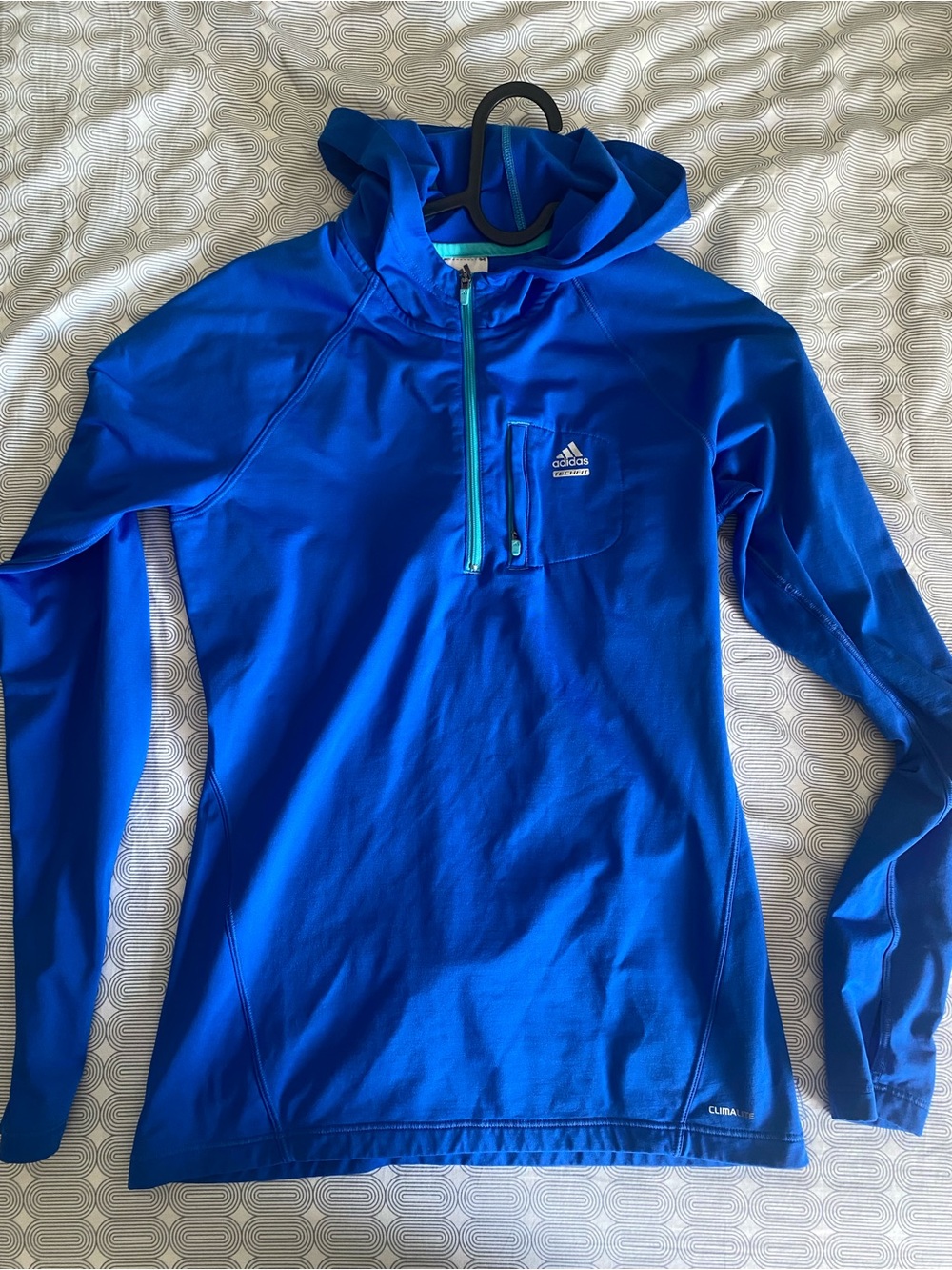 adidas Bright Blue Hooded Quarter-Zip Pullover